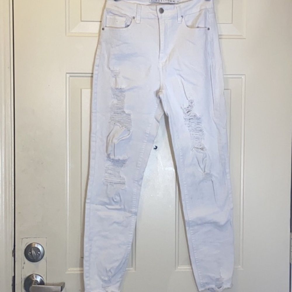 TINSELTOWN Women's White Distressed Jeans Size 5